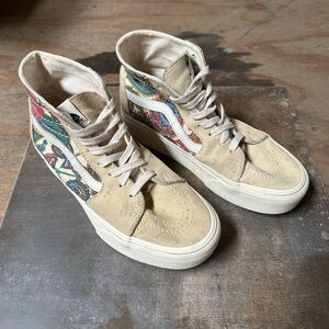 Vans Women's Beige with paisley High-Top Sneakers